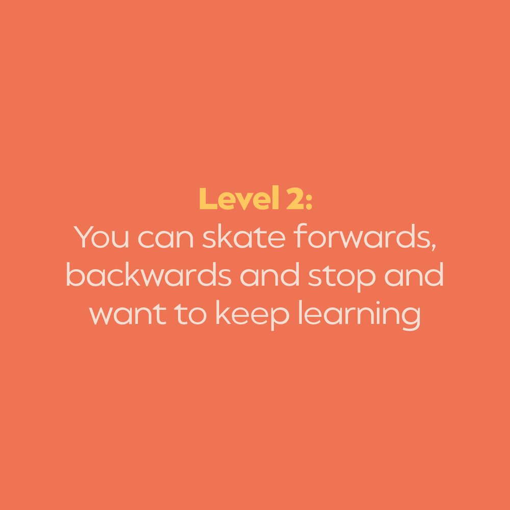 Level 2, learn how to roller skate forwards, backwards and stop